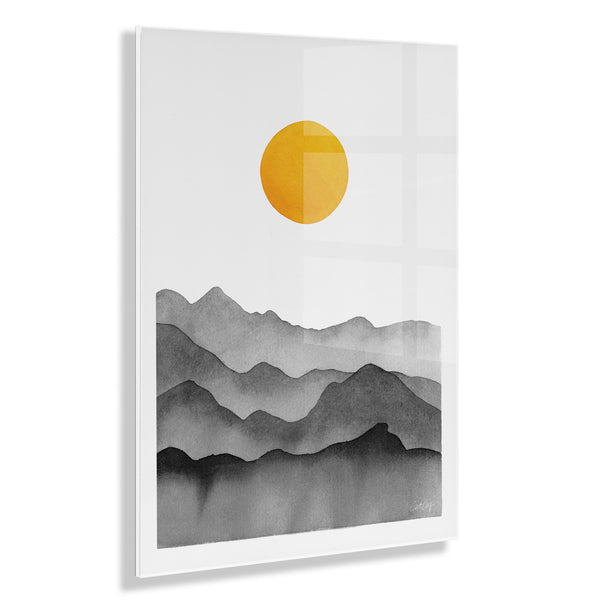kate & laurel Black Yellow Mountain Range Silhouette Floating Acrylic Art by Cat Coquillette