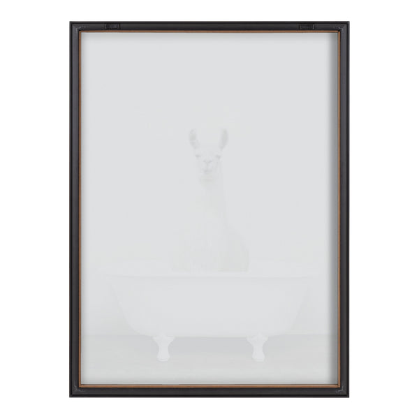 Kate & Laurel Blake Alpaca In The Tub Color Framed Printed Glass By Amy Peterson Art Studio