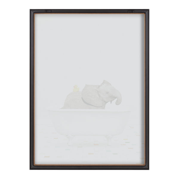 Kate & Laurel Blake Baby Elephant Bath Time With Rubber Ducky Framed Printed Glass By Amy Peterson Art Studio