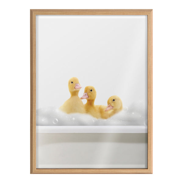 Kate & Laurel Blake Bathroom Bubble Bath 3 Ducks Framed Printed Glass By The Creative Bunch Studio