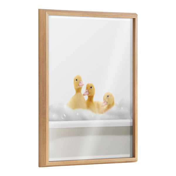 kate & laurel Blake Bathroom Bubble Bath 3 Ducks Framed Printed Glass by The Creative Bunch Studio