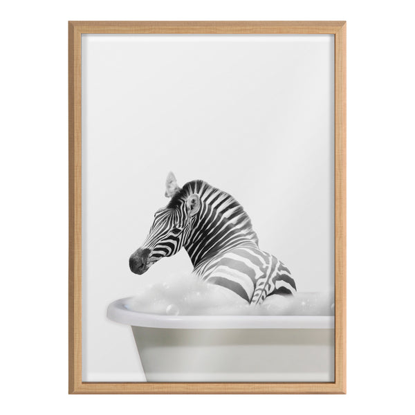 Kate & Laurel Blake Bathroom Bubble Bath Zebra Framed Printed Glass By The Creative Bunch Studio