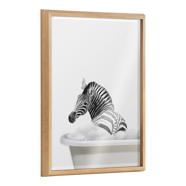 kate & laurel Blake Bathroom Bubble Bath Zebra Framed Printed Glass by The Creative Bunch Studio