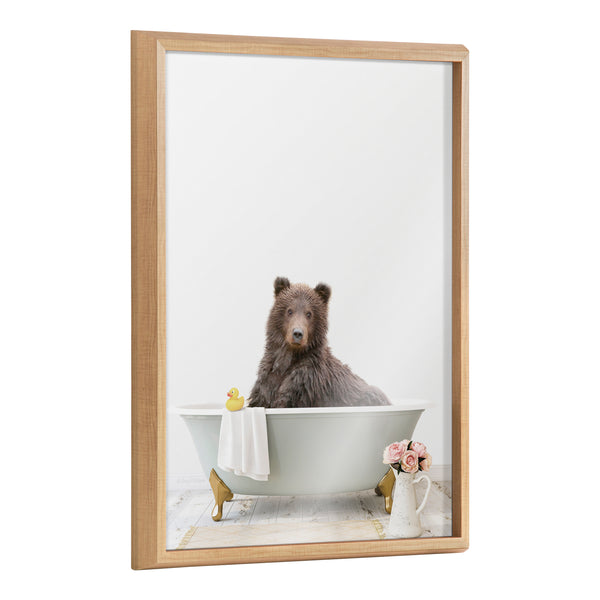 kate & laurel Blake Bear Cottage Bathroom Framed Printed Glass by Amy Peterson Art Studio