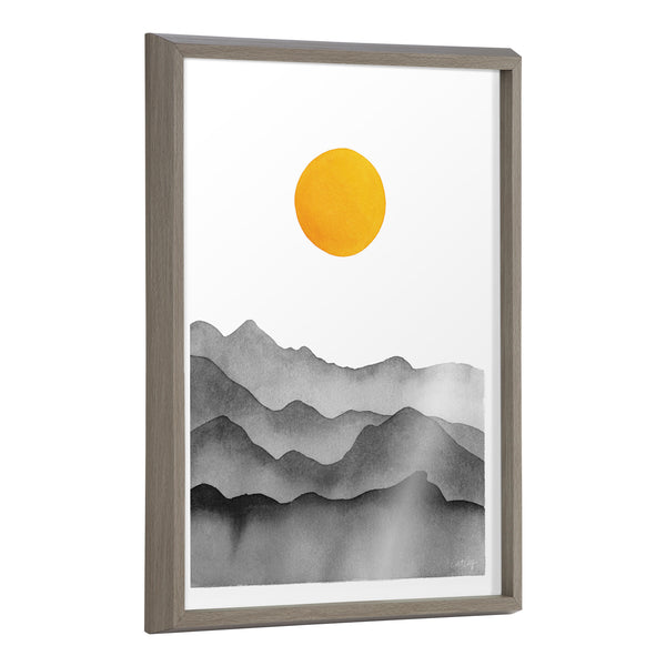 Kate & Laurel Blake Black Yellow Mountain Range Silhouette Framed Printed Glass By Cat Coquillette