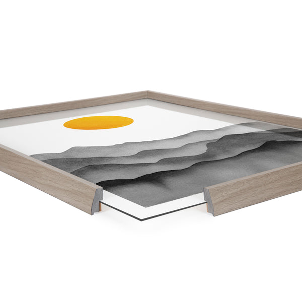 Kate & Laurel Blake Black Yellow Mountain Range Silhouette Framed Printed Glass By Cat Coquillette