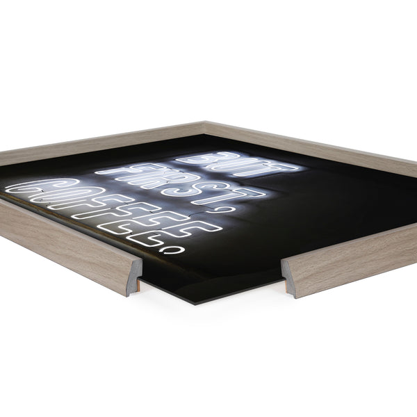 Kate & Laurel Blake But First Coffee Neon Sign Framed Printed Glass By The Creative Bunch Studio