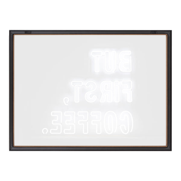 Kate & Laurel Blake But First Coffee Neon Sign Framed Printed Glass By The Creative Bunch Studio