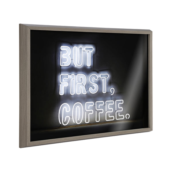 kate & laurel Blake But First Coffee Neon Sign Framed Printed Glass by The Creative Bunch Studio