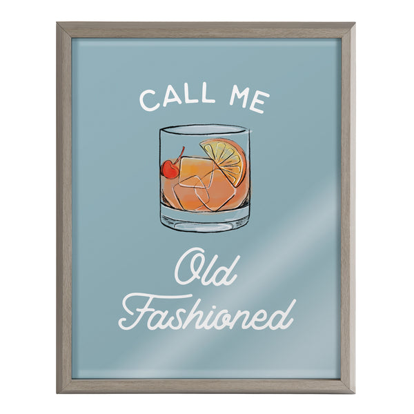 Kate & Laurel Blake Call Me Old Fashioned Blue Framed Printed Glass By The Creative Bunch Studio