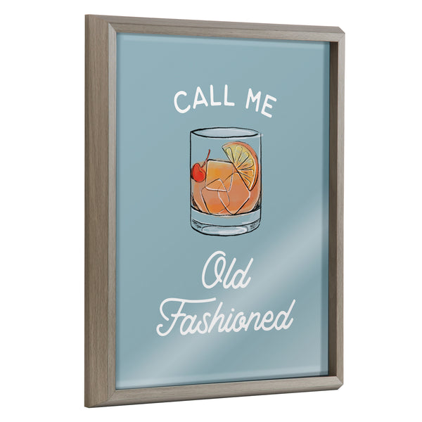 kate & laurel Blake Call Me Old Fashioned Blue Framed Printed Glass by The Creative Bunch Studio