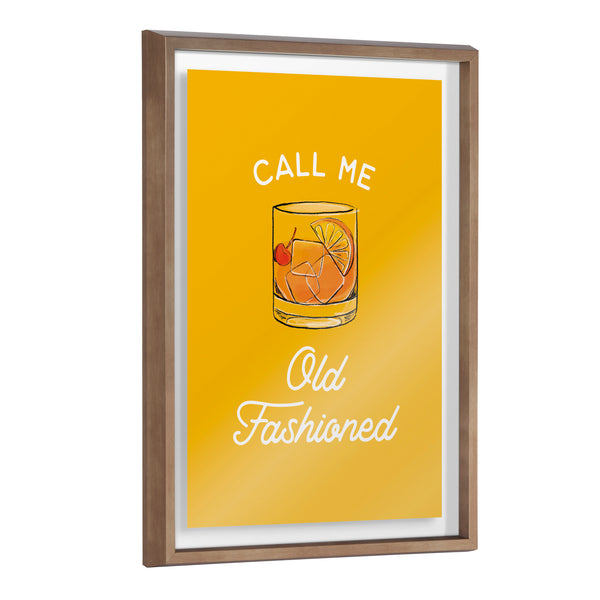kate & laurel Blake Call Me Old Fashioned Yellow Framed Printed Glass by The Creative Bunch Studio