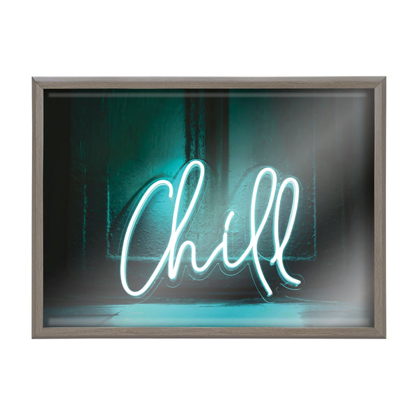 Kate & Laurel Blake Chill Neon Sign Framed Printed Glass By The Creative Bunch Studio
