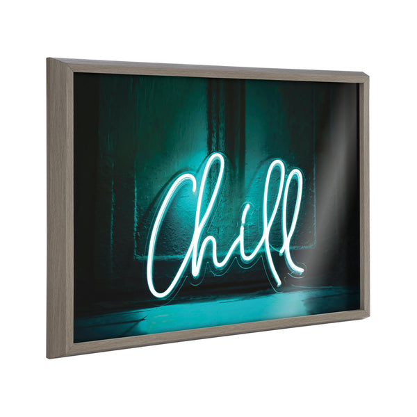 kate & laurel Blake Chill Neon Sign Framed Printed Glass by The Creative Bunch Studio