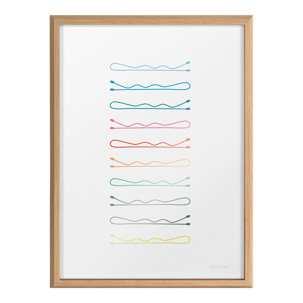 Kate & Laurel Blake Colorful Bobby Pins Framed Printed Glass By Leonora Jennifer Benza Of Yellow Heart Art