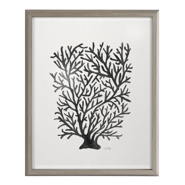 Kate & Laurel Blake Coral Black Framed Printed Glass By Cat Coquillette