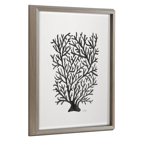 kate & laurel Blake Coral Black Framed Printed Glass by Cat Coquillette