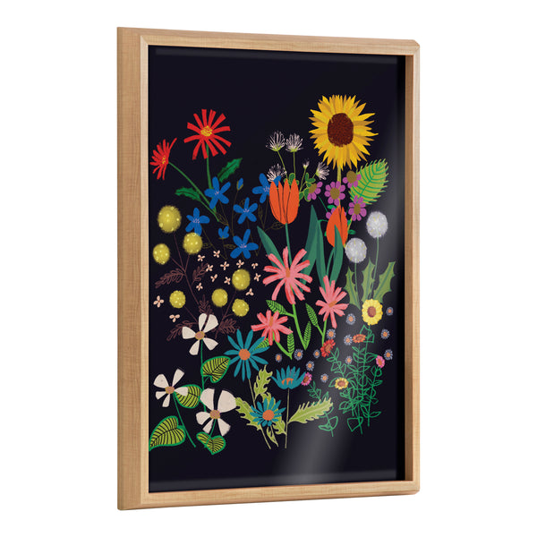kate & laurel Blake Dark Flora Framed Printed Glass by Hannah Beisang