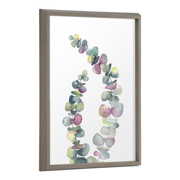 Kate & Laurel Blake Eucalyptus 2 Branches Framed Printed Glass By Emily Marie Watercolors