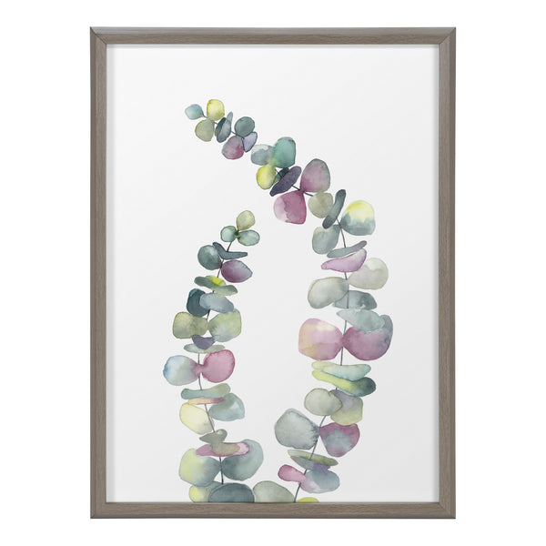Kate & Laurel Blake Eucalyptus 2 Branches Framed Printed Glass By Emily Marie Watercolors