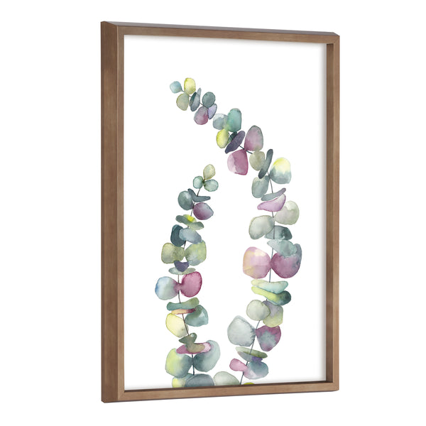 kate & laurel Blake Eucalyptus 2 Branches Framed Printed Glass by Emily Marie Watercolors