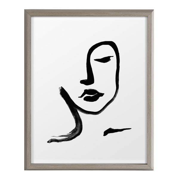 Kate & Laurel Blake Face Line Print Framed Printed Glass By Viola Kreczmer