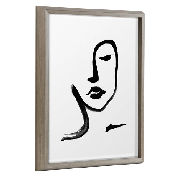 kate & laurel Blake Face Line Print Framed Printed Glass by Viola Kreczmer