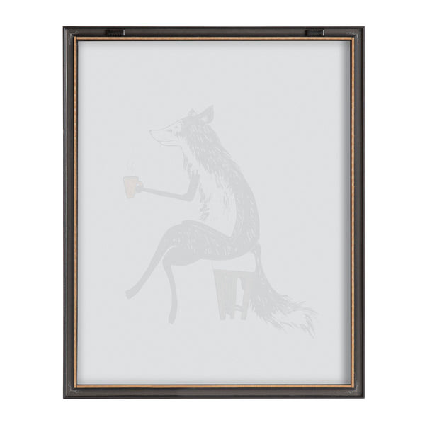 Kate & Laurel Blake Fox Orange Coffee Cup Framed Printed Glass By Viola Kreczmer