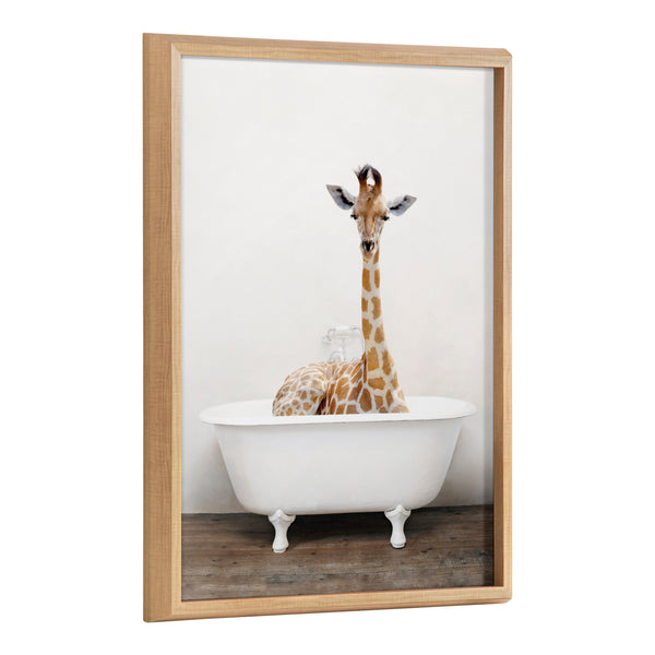 Kate & Laurel Blake Giraffe 2 In Tub Color Framed Printed Glass By Amy Peterson Art Studio