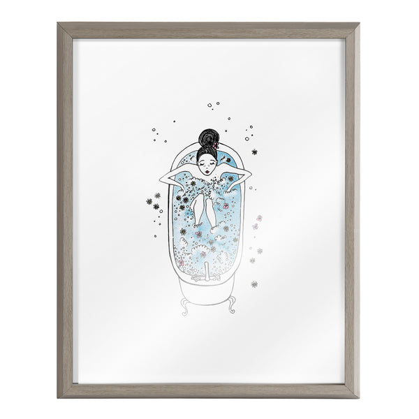 Kate & Laurel Blake Girl In A Bath Framed Printed Glass By Viola Kreczmer