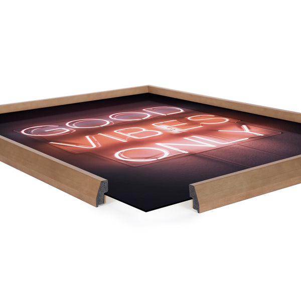 Kate & Laurel Blake Good Vibes Only Neon Sign Framed Printed Glass By The Creative Bunch Studio