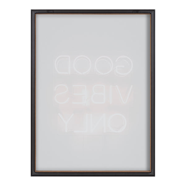 Kate & Laurel Blake Good Vibes Only Neon Sign Framed Printed Glass By The Creative Bunch Studio