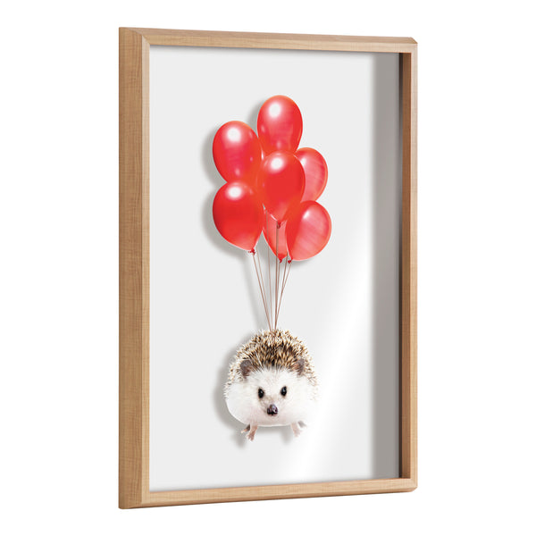 kate & laurel Blake Hedgehog Balloons Framed Printed Glass by Amy Peterson Art Studio