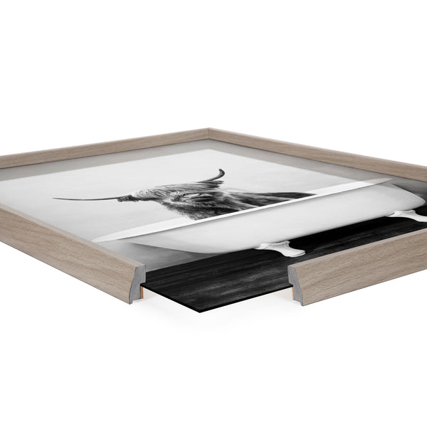 Kate & Laurel Blake Highland Cow In The Tub BW Framed Printed Glass By Amy Peterson Art Studio