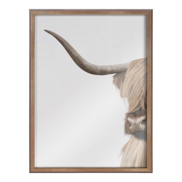 Kate & Laurel Blake Highland Cow Portrait Close Crop Vertical Framed Printed Glass By The Creative Bunch Studio