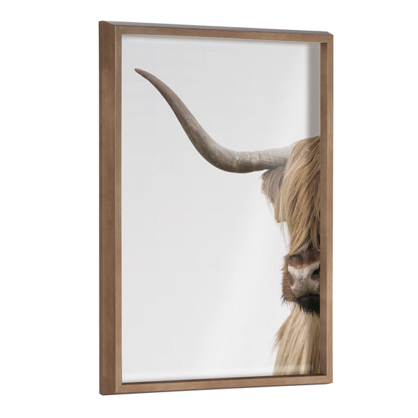 kate & laurel Blake Highland Cow Portrait Close Crop Vertical Framed Printed Glass by The Creative Bunch Studio