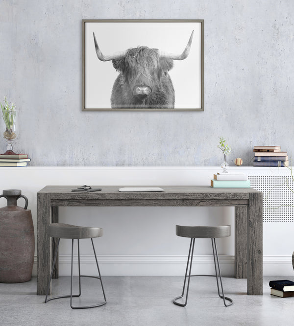 Kate & Laurel Blake Highland Cow Portrait Framed Printed Art By Amy Peterson Art Studio