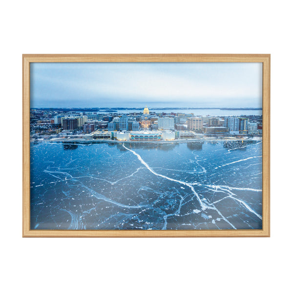 Kate & Laurel Blake Icy Veins Of Winter-Madison Wisconsin Framed Printed Glass By Pete Olsen