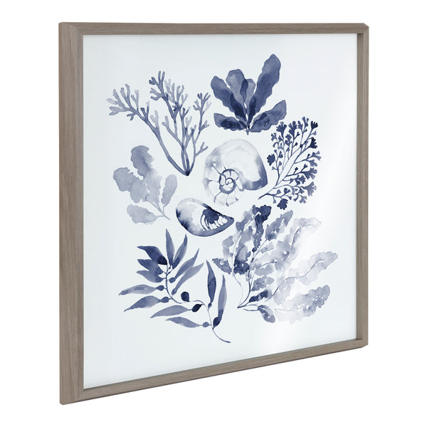 kate & laurel Blake Indigo Shells Framed Printed Acrylic by Sara Berrenson