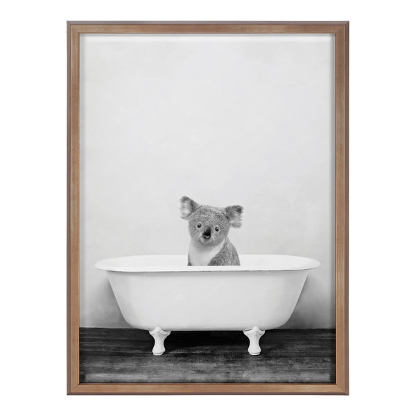 Kate & Laurel Blake Koala In Bathtub Black And White Framed Printed Glass By Amy Peterson