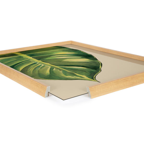 Kate & Laurel Blake Large Leaf Greener Hue Neutral Framed Printed Glass By Emily Marie Watercolors