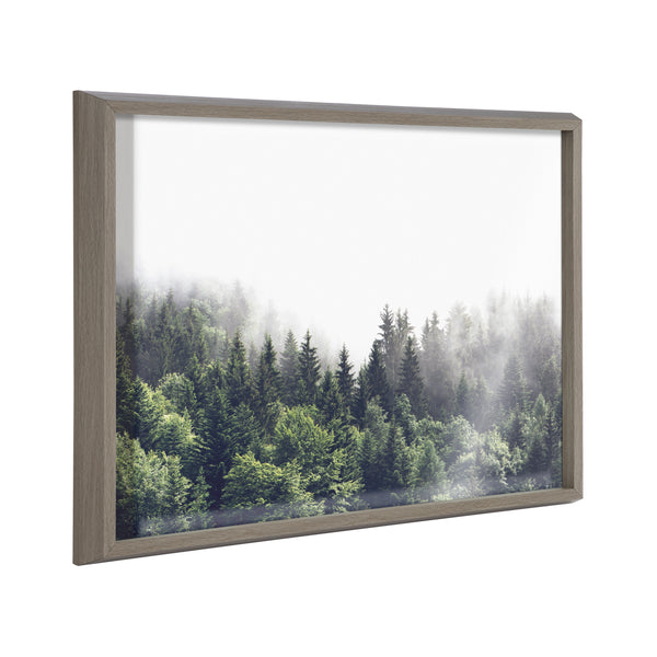 kate & laurel Blake Lush Green Forest on a Foggy Day Framed Printed Glass by The Creative Bunch Studio