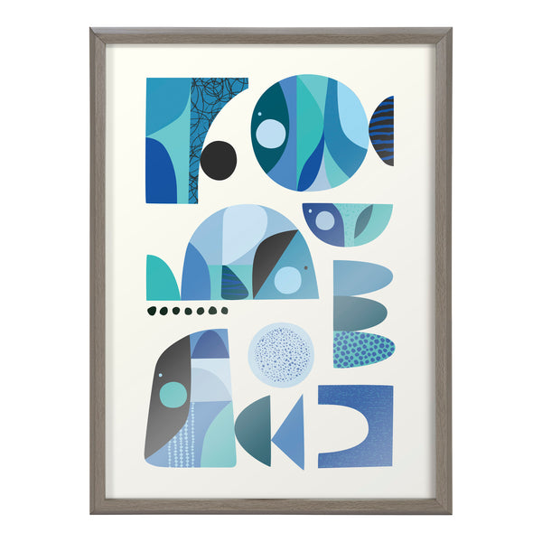 Kate & Laurel Blake Mid Century Fish Blue Framed Printed Glass By Rachel Lee Of My Dream Wall