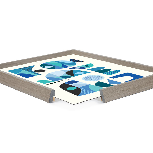 Kate & Laurel Blake Mid Century Fish Blue Framed Printed Glass By Rachel Lee Of My Dream Wall