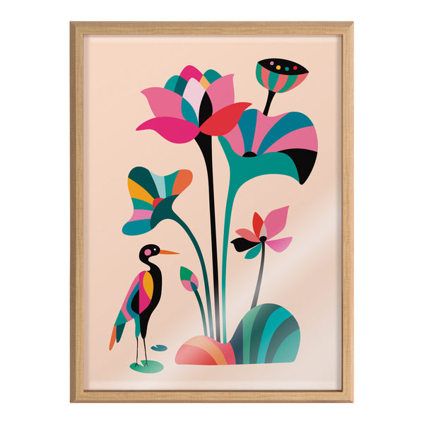 Kate & Laurel Blake Mid Century Modern Lotus Framed Printed Glass By Rachel Lee Of My Dream Wall