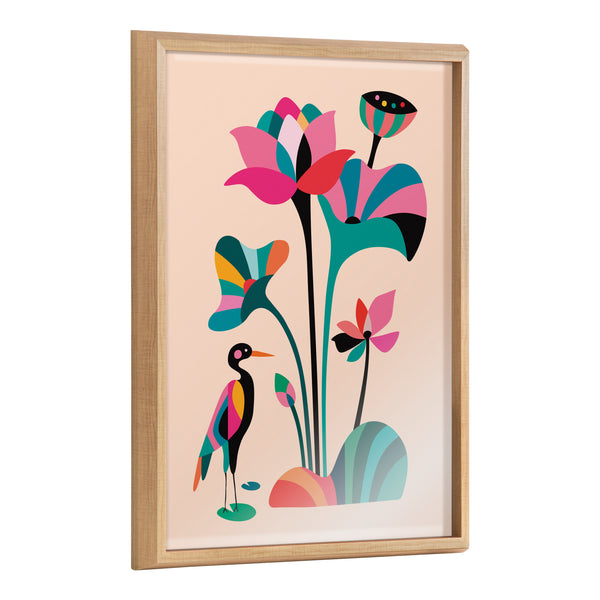kate & laurel Blake Mid Century Modern Lotus Framed Printed Glass by Rachel Lee of My Dream Wall