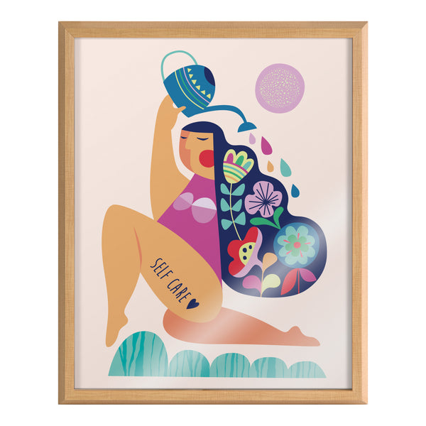 Kate & Laurel Blake Mid Century Modern Self Care Framed Printed Glass By Rachel Lee Of My Dream Wall