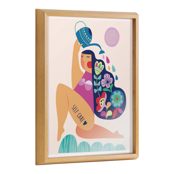 kate & laurel Blake Mid Century Modern Self Care Framed Printed Glass by Rachel Lee of My Dream Wall