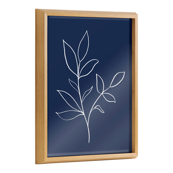 Kate & Laurel Blake Modern Blue Botanical Line Sketch Print 2 Framed Printed Glass By The Creative Bunch Studio