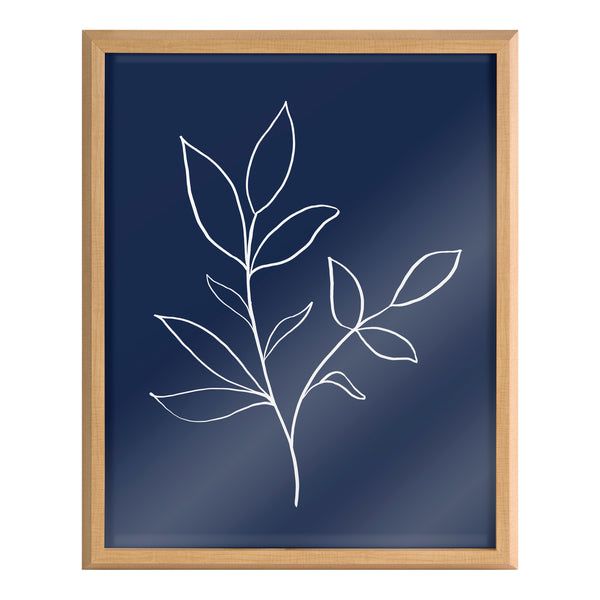 Kate & Laurel Blake Modern Blue Botanical Line Sketch Print 2 Framed Printed Glass By The Creative Bunch Studio